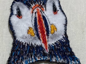 Image showing a textile puffin brooch