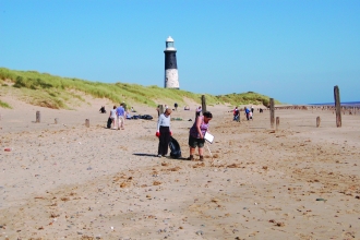 Beach cleaning at Spurn