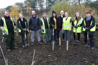 Caroline Flint MP with Yorkshire Wildlife Trust employees at Manor Farm.