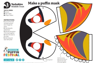 A picture of our downloadable puffin mask from our Puffin Protector Pack
