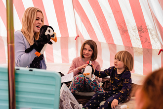 An interactive story telling session with puffin puppets