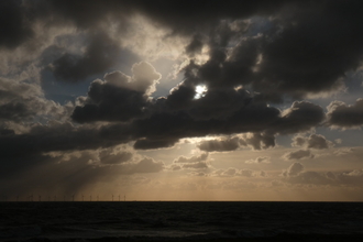 Dark morning clouds over the North Sea