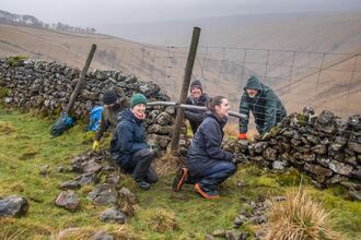 Dry stone walling task day volunteers Park Gill - Sara Spillett