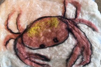 wet felted crab by thread and press cic