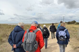 Group walking along path