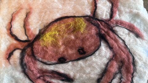 wet felted crab by thread and press cic
