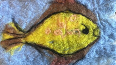 wet felted fish made by thread and press cic