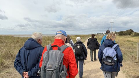 Group walking along path
