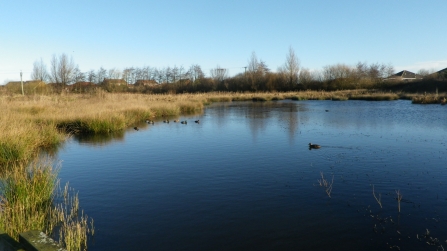 View over pond at Filey Dams