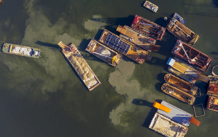 Aerial view of dredge boat
