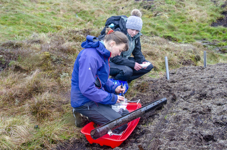 The team monitoring the sediment traps - Sara, Telling our Story Volunteer