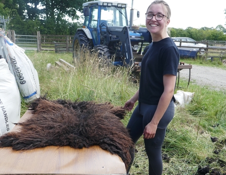 Voluntary Trainee Alicia Rolling a fleece - Howard Roddie