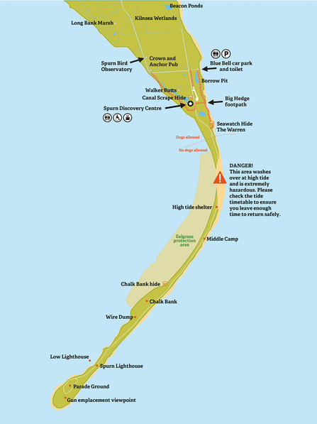 A map of Spurn National Nature Reserve.