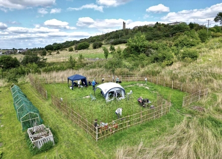 Aerial shot of an area which will be used for stargazing on a community farm/nature reserve