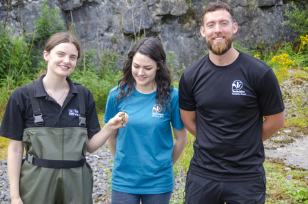 Vanessa and the crayfish team, telling our story volunteer Sara