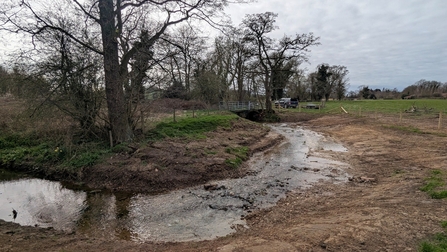 A view of the 'u' of the stream with the harsh banks smoothed out.