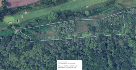 A section of aerial woodland is outlined by a white rectangle