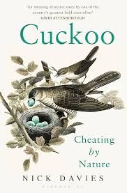 A book cover with an illustration of a cuckoo placing eggs into a nest
