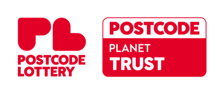 Postcode Lottery logo - to the right it says postcode planet trust