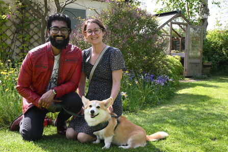 Visitors Umar and Phoebe with a royal friend Wildlfie Friendly Garden Open Event - Howard Roddie