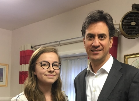Tomorrow's Natural Leader Jess with Ed Miliband MP