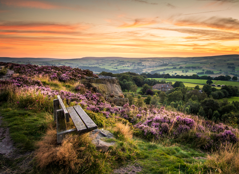 Sunset over Norland Moore in Halifax, West Yorkshire.