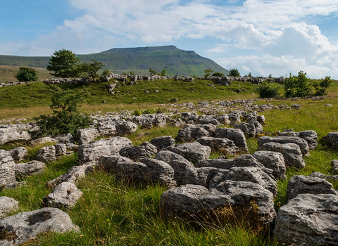 A landscape photograph of Ingleborogh from Southerscales.